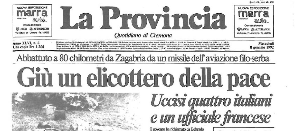 Guerra in Croazia. Giù un elicottero della pace