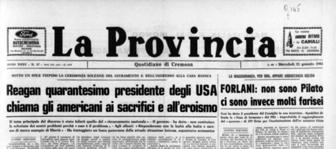 Reagan 40° presidente degli USAOstaggi liberati poco prima del giuramento