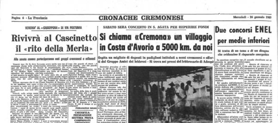 Si chiama «Cremona» un villaggio in Costa d'Avorio a 5000 km. da noi