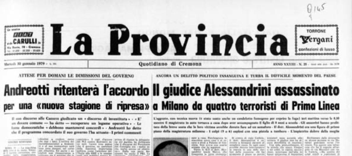 Il giudice Alessandrini assassinato  dai terroristi di Prima Linea