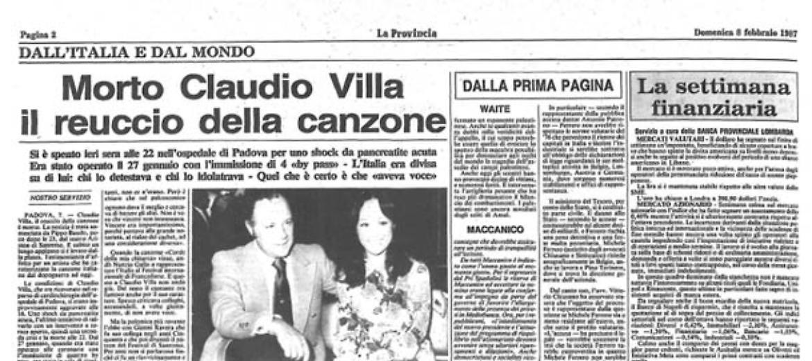 Morto Claudio Villa il reuccio della canzone