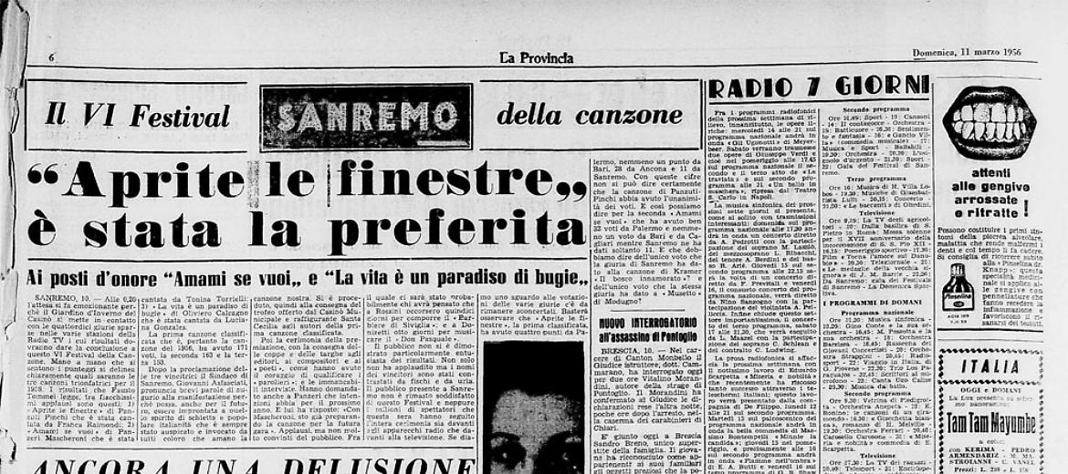 "Aprite le finestre" è stata la preferita al VI Festival delle canzone