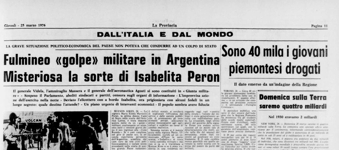 Fulmineo «golpe» militare in Argentina
