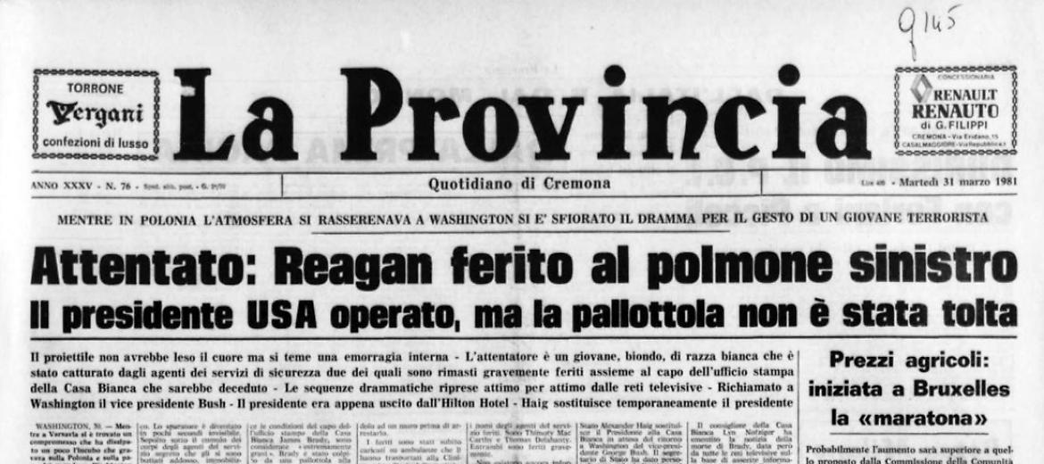 Attentato: Reagan ferito al polmone sinistro