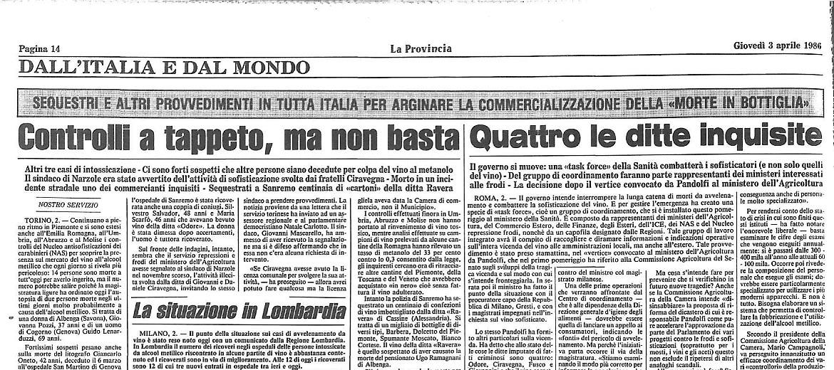 Vino al metanolo, la «morte in bottiglia»