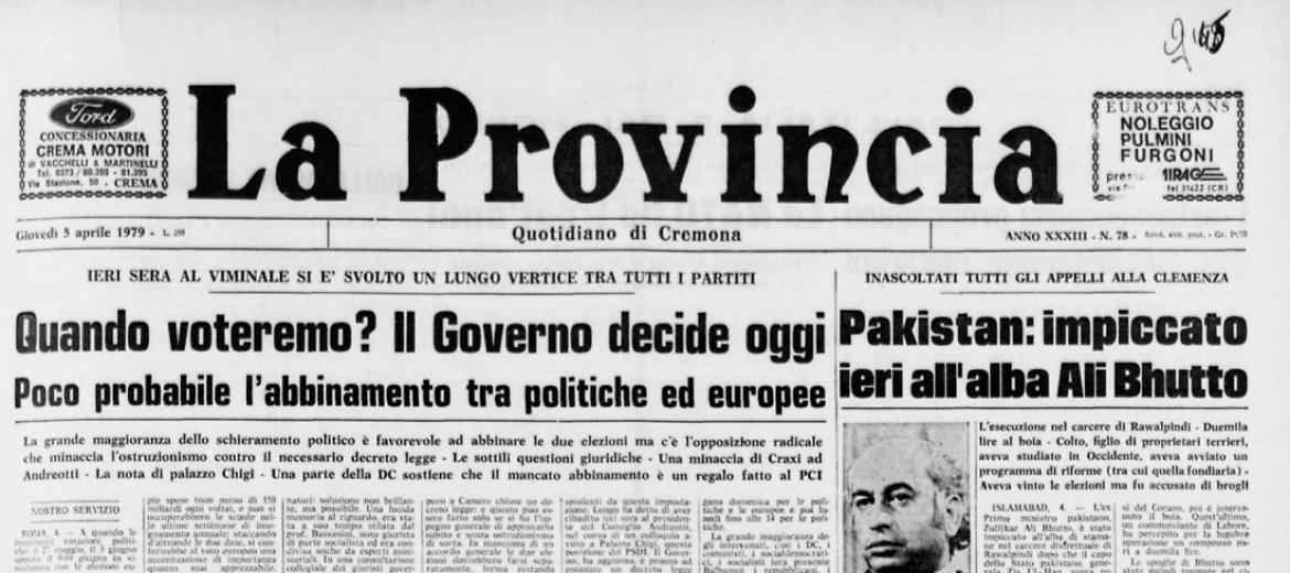 Pakistan: impiccato ieri all'alba Ali Bhutto