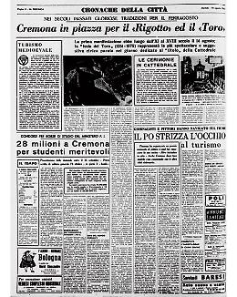 Gloriose tradizioni del passato per il ferragosto cremonese: il «Rigotto» ed il «Toro»