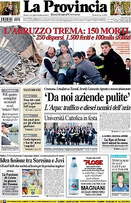 Violento terremoto in Abruzzo: 150 morti, 250 dispersi, 1.500 feriti e 100mila sfollati