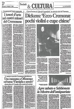 Scoperti alcuni scritti dello scrittore inglese Charles Dickens di passaggio a Cremona tra il 1844 e il 1845