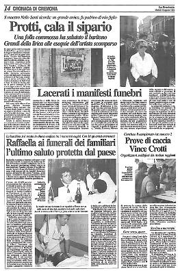 Una folla commossa per l'ultimo addio al grande baritono cremonese Aldo Protti