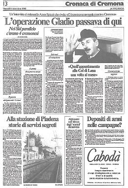 Le indagini sull'operazione "Gladio" portano a Cremona
