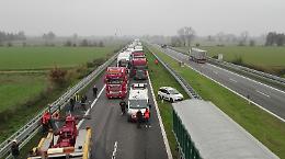 Il tamponamento tra Tir sulla A21