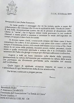 Papa Francesco: La Tenda di Cristo &egrave; una chiesa in 'uscita'