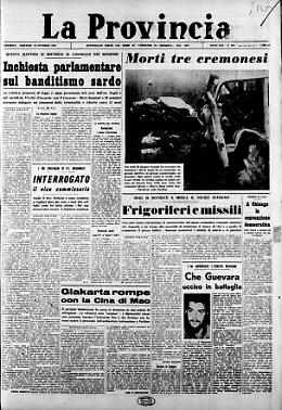 Che Guevara ucciso in battaglia
Incidenti stradali: morti tre cremonesi