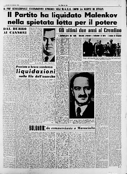 Il Partito ha liquidato Malenkov nella spietata lotta per il potere