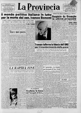 Il mondo politico italiano in lutto per la morte del sen. Ivanoe Bonomi