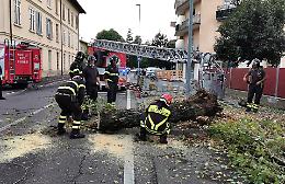 Forte grandinata sulla città e nel Cremasco, vigili del fuoco in azione