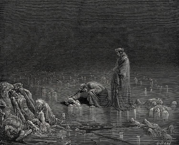 Il lago ghiacciato di Cocito in un'illustrazione di Gustave Dor&eacute;