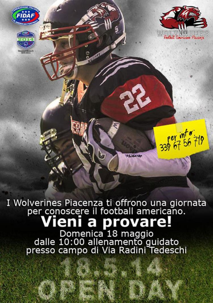 Open day sul campo dei Wolverins Piacenza Domenica 18 maggio