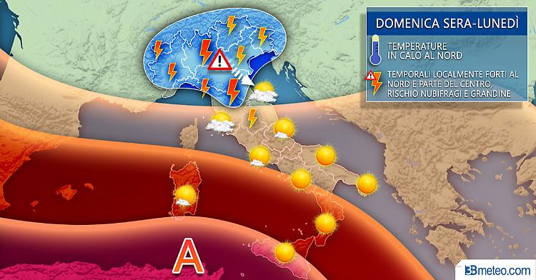 Stop al caldo: forti temporali e grandine da domenica