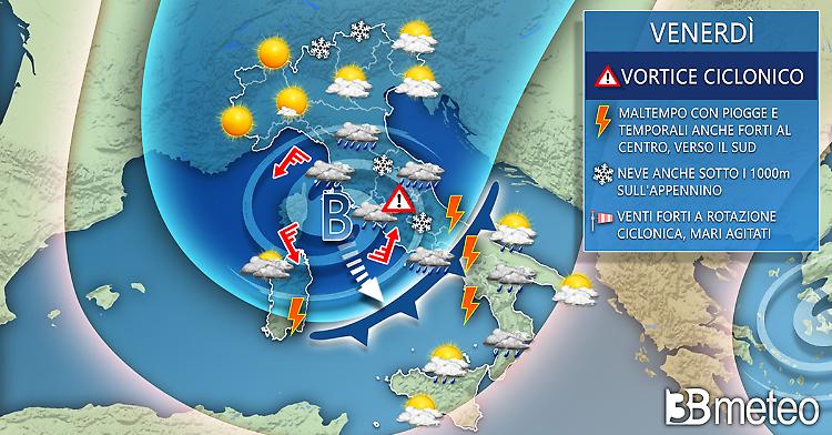 Assaggio d'inverno in arrivo; maltempo, freddo e anche la neve
