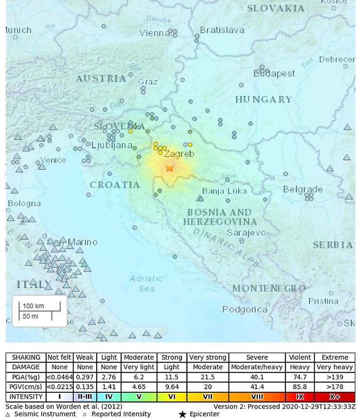 Scossa di magnitudo 6.4 in Croazia: scossa avvertita nel Cremonese