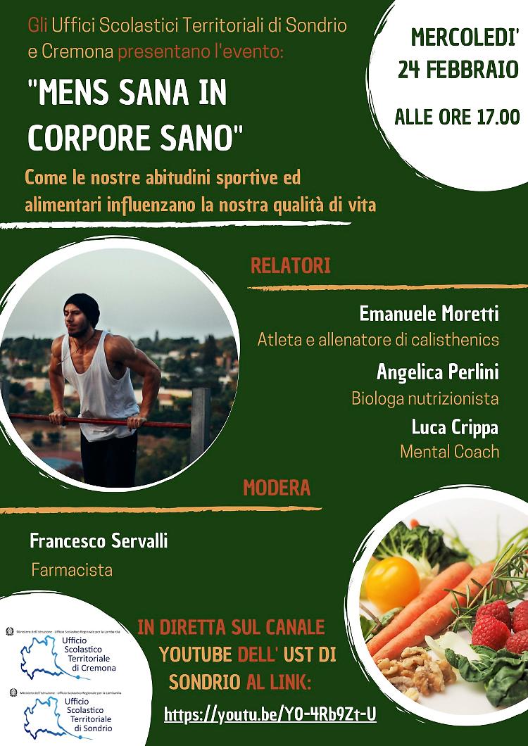 "Mens sana in corpore sano": incontro online tra sport e benessere psicofisico